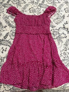 Women’s Fuchsia Printed Ruffle Summer Dress